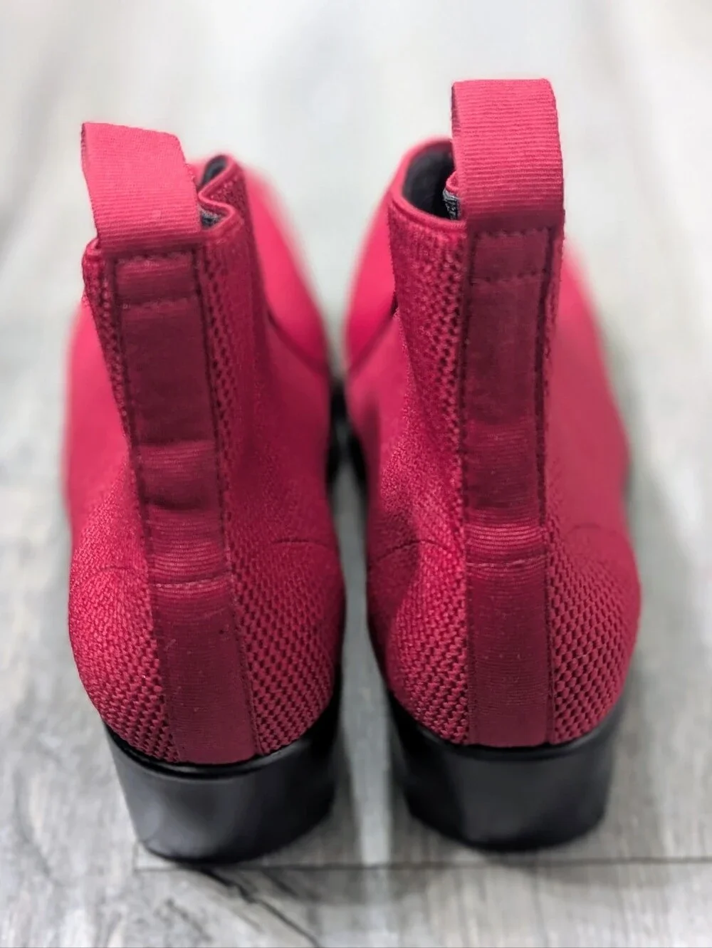 Charleston Shoe Co Red Knit Ankle Boots NWOT
